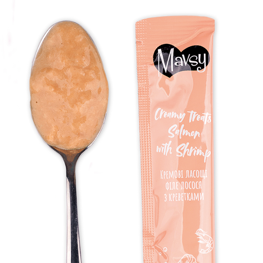 Recompense pentru pisici MAVSY, cu somon si creveti, 75 g