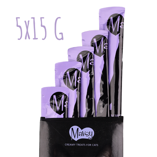 Recompense pentru pisici MAVSY, cu creveti in sos de seminte de in si ou de prepelita, 75 g