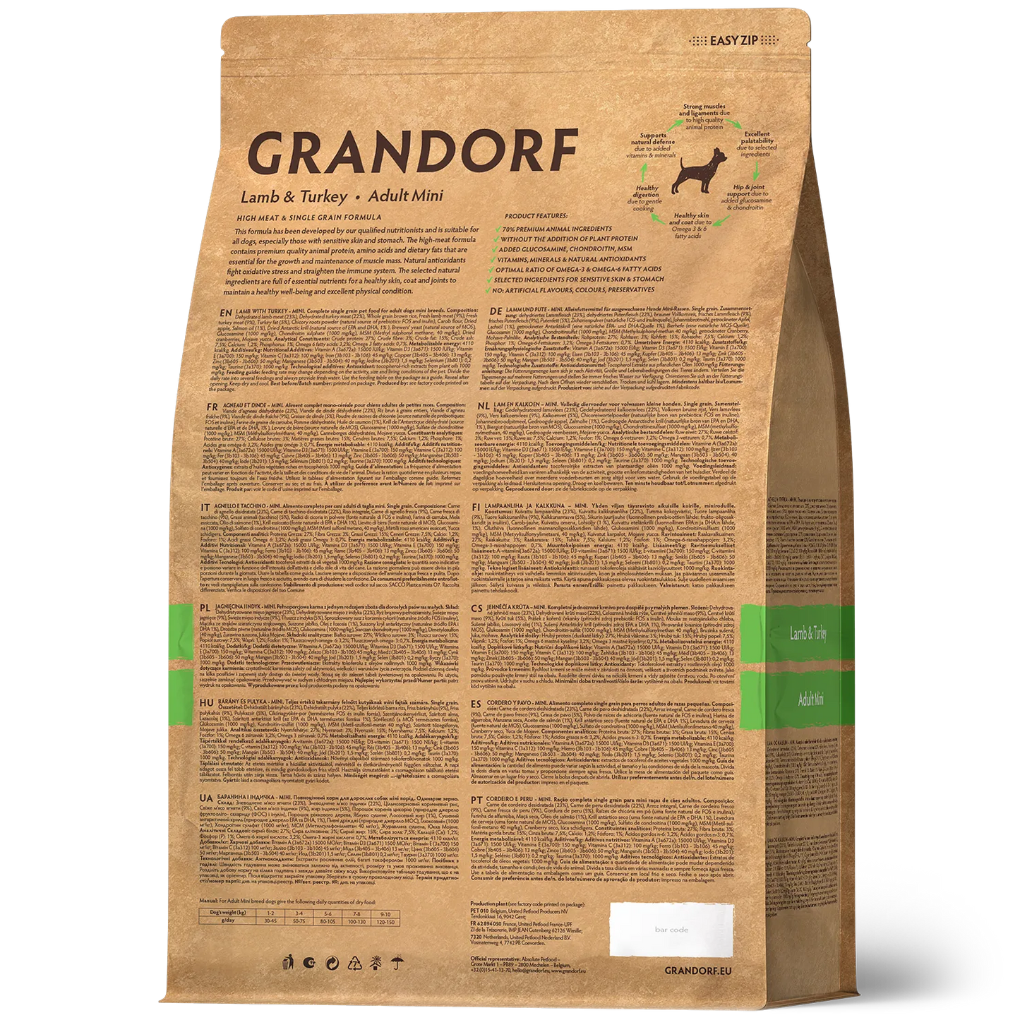 Hrana uscata pentru câini Grandorf, Miel si Curcan, pentru câini adulti de rase mici