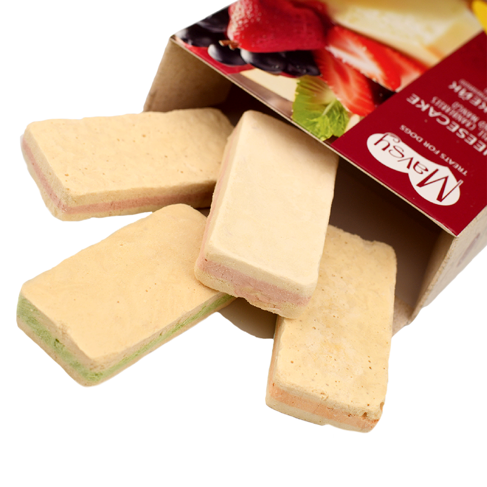 Recompense pentru câini MAVSY, cheesecake cu mar, merisoare si mango, 50 g