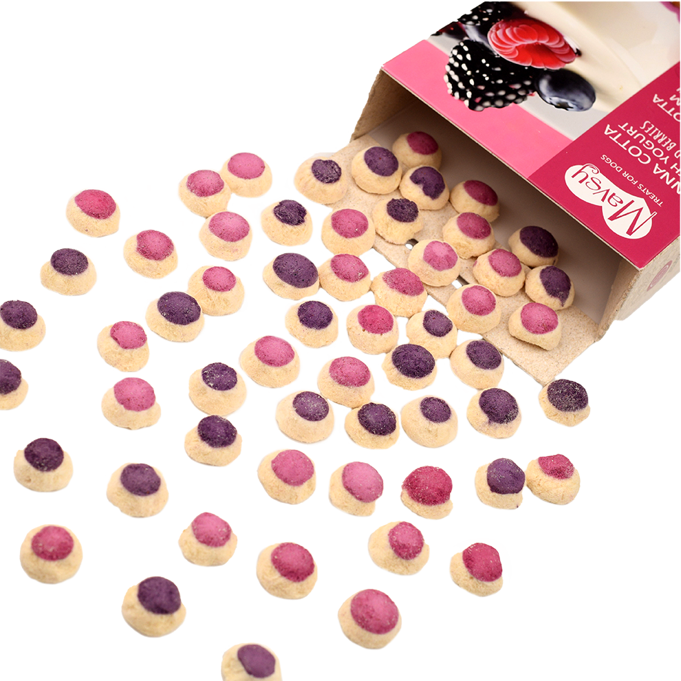 Recompense pentru câini MAVSY, panna cotta cu iaurt si fructe de padure, 50 g