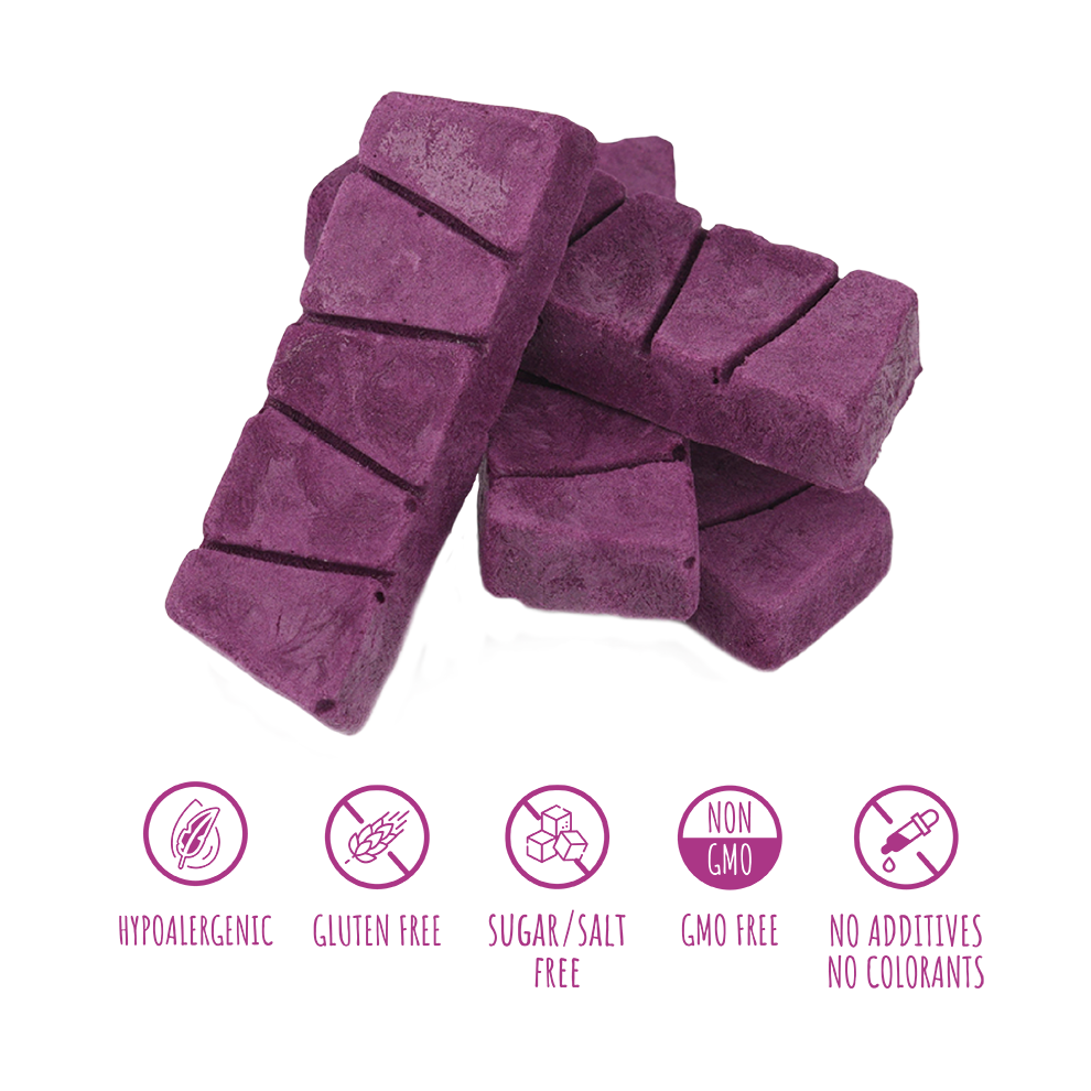 Recompense pentru câini MAVSY, fondant de ciocolata cu cartof violet, 50 g