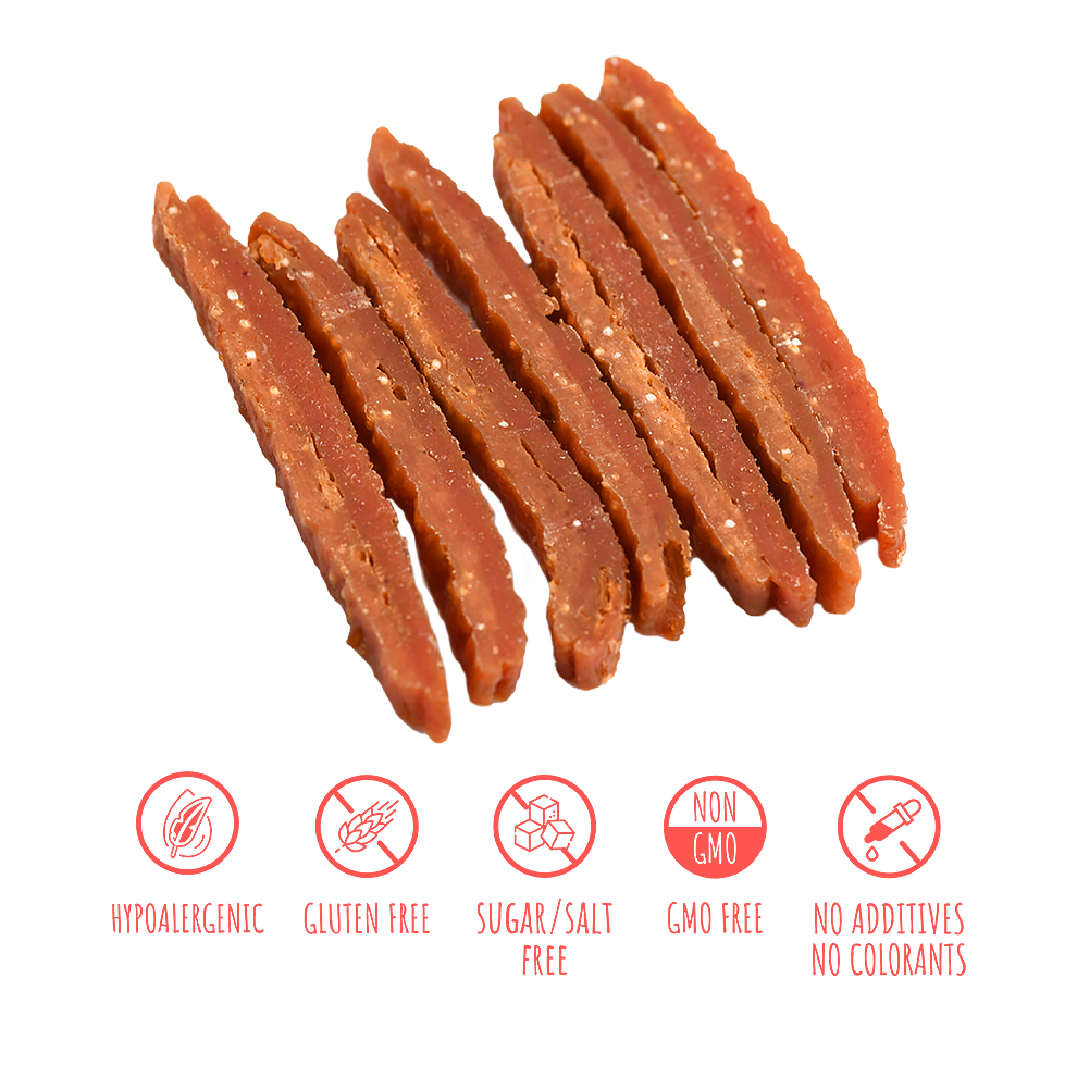 Recompense pentru câini MAVSY, carpaccio din carne de iepure si rata coapta in sos de merisoare, 100 g