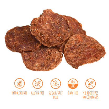 Recompense pentru câini MAVSY, chipsuri din rata cu seminte de chia si morcov, 50 g