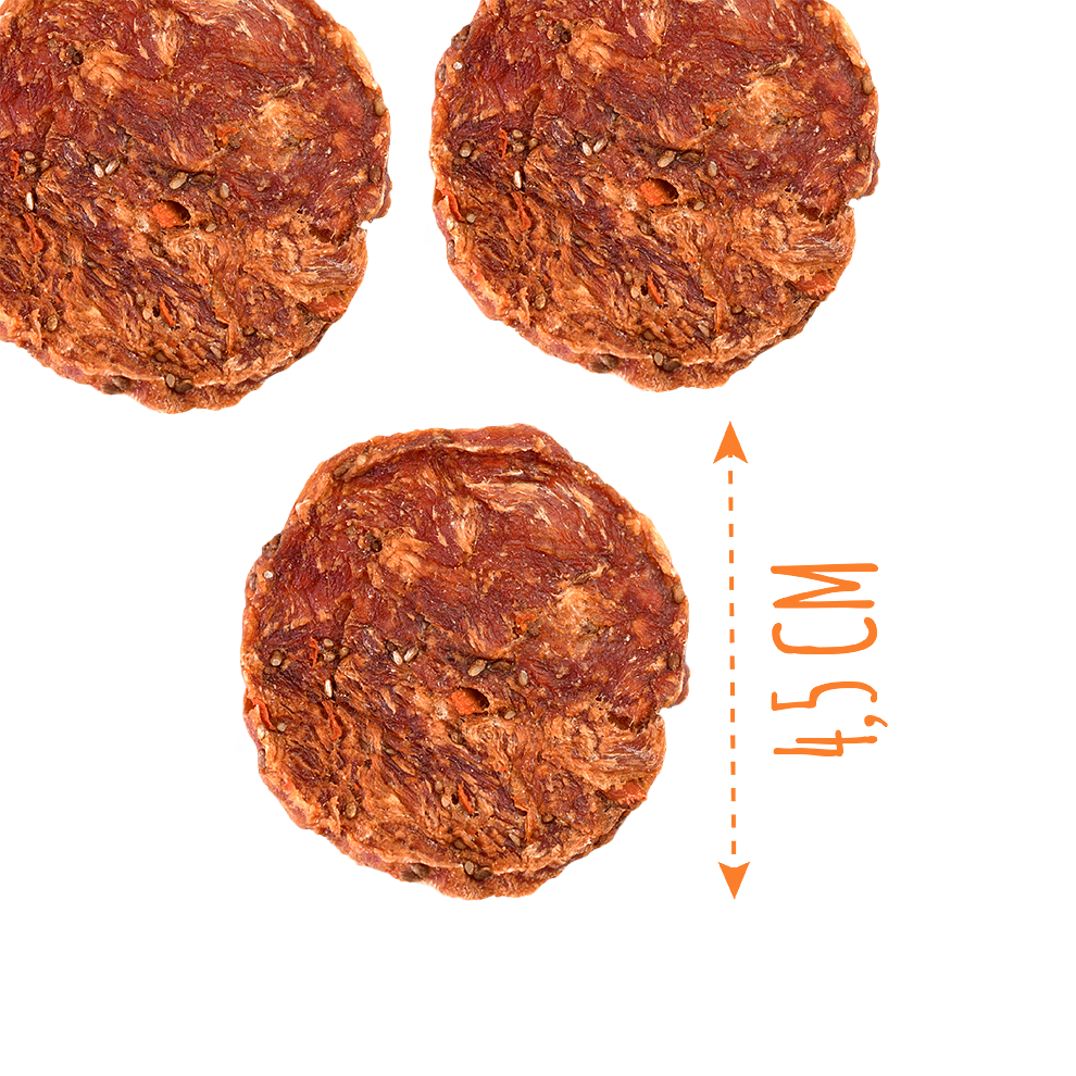 Recompense pentru câini MAVSY, chipsuri din rata cu seminte de chia si morcov, 50 g