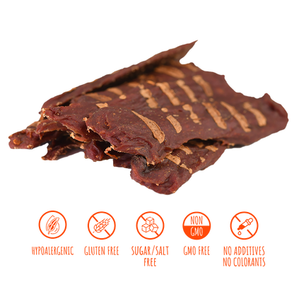 Recompense pentru câini MAVSY, steak din carne de cerb cu rosii uscate pe un pat de dovleac, 100 g