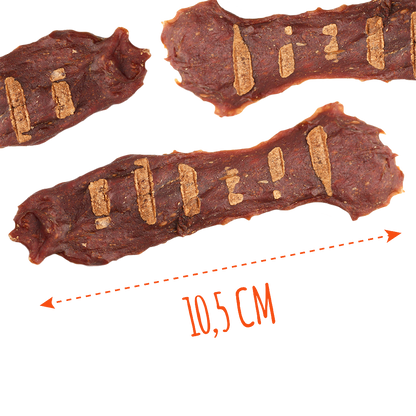 Recompense pentru câini MAVSY, steak din carne de cerb cu rosii uscate pe un pat de dovleac, 100 g