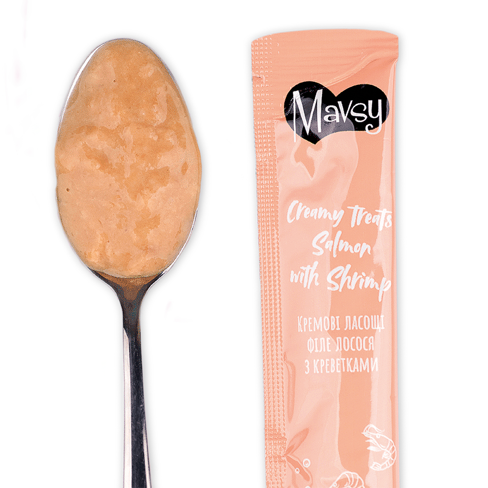 Recompense pentru pisici MAVSY, cu somon si creveti, 75 g