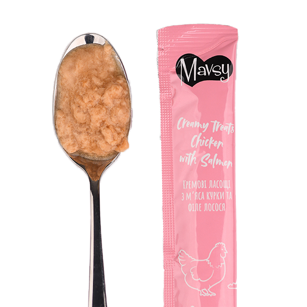 Recompense pentru pisici MAVSY, lasabile cu pui si somon, 75 g