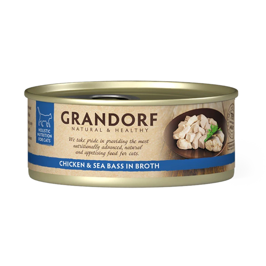 Hrana umeda pentru pisici, Grandorf, Pui/biban, 70 g