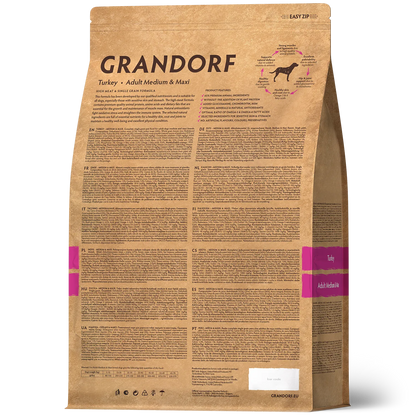 Hrana uscata pentru câini Grandorf, Curcan, pentru rase medii si mari